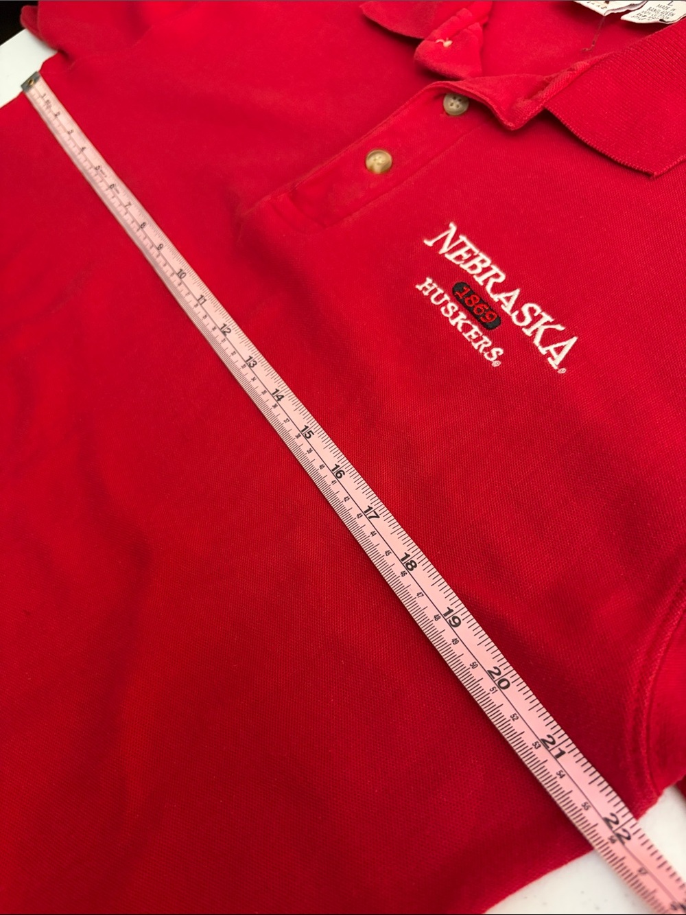 RED OAK Men Shirt L Red Short Sleeved Polo Nebraska Cornhuskers Vintage - Picture 4 of 7